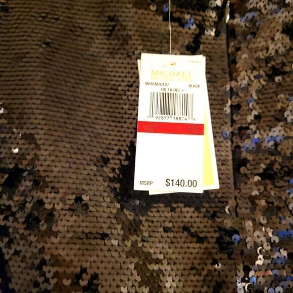 NWT Michael Kors Black Sequin Short Sleeve T-Shirt Style Top sz.XS MSRP $140 - Picture 8 of 9